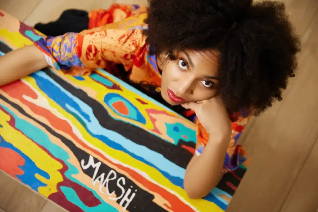 Photo of Marcia-Gail David with her art